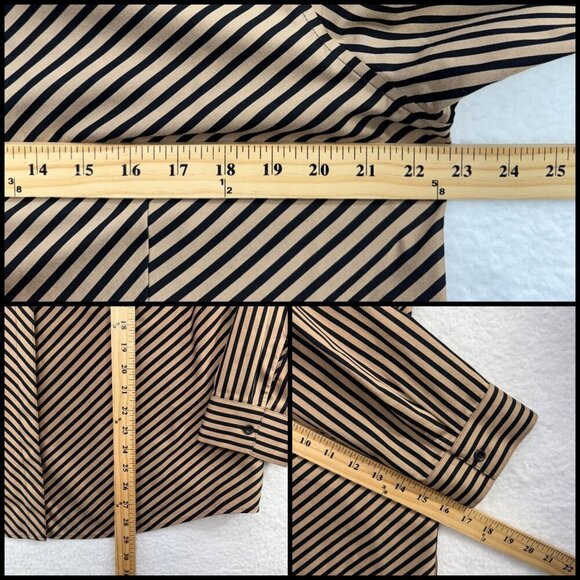 Chico's No Iron Sateen Striped Blouse Travel Office Tan Black Size 3 US 16/18 - Picture 13 of 13